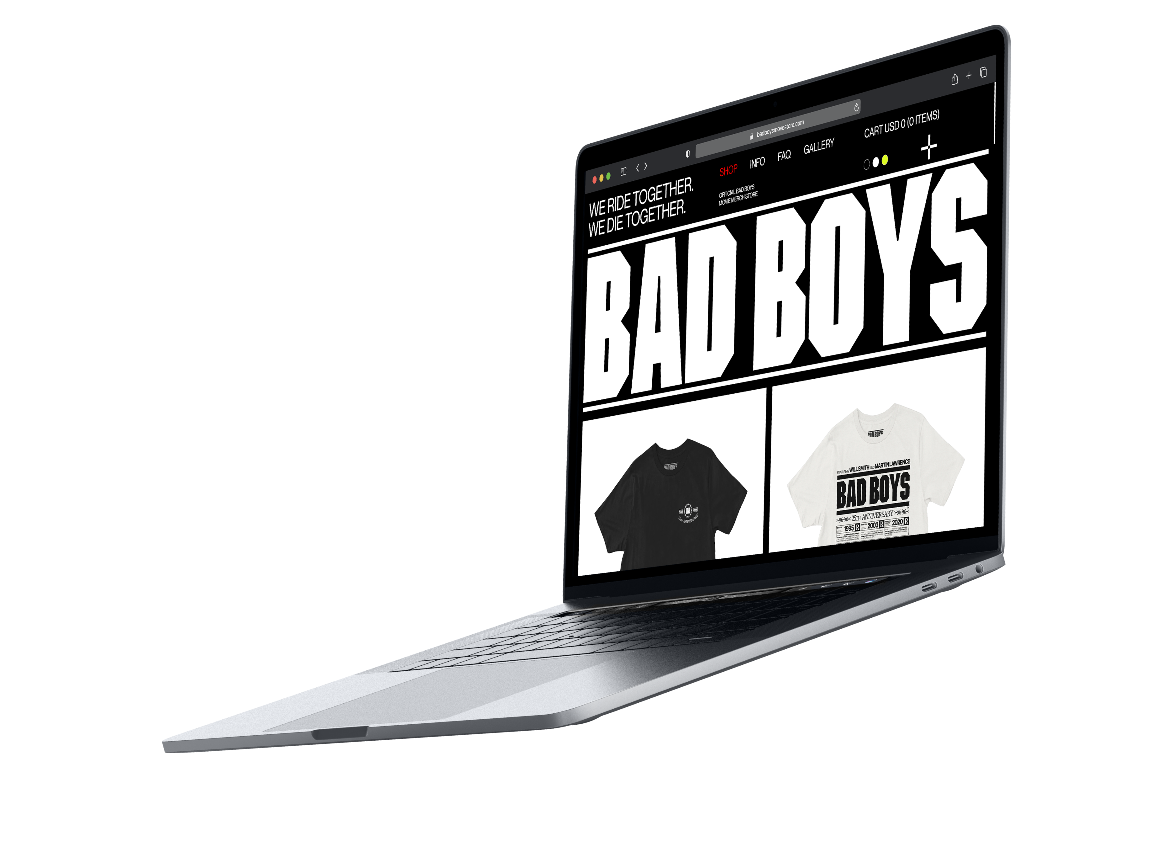 A Laptop computer phone displaying BAD BOYS homepage